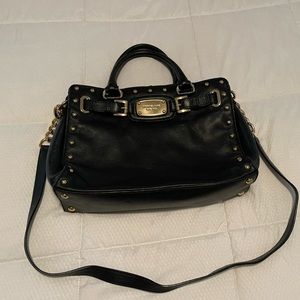 Black and gold Michael Kors leather bag